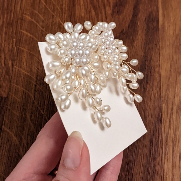 AHED Project Fireworks Pearl Vines Statement Wedding Earrings - Picture 4 of 8